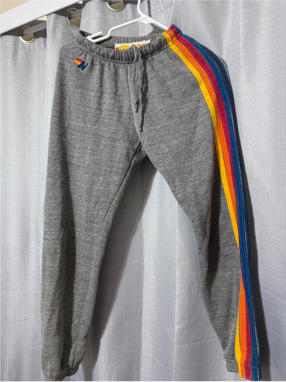 Aviator Nation Grey Sweatpants With Rainbow Side Stripes